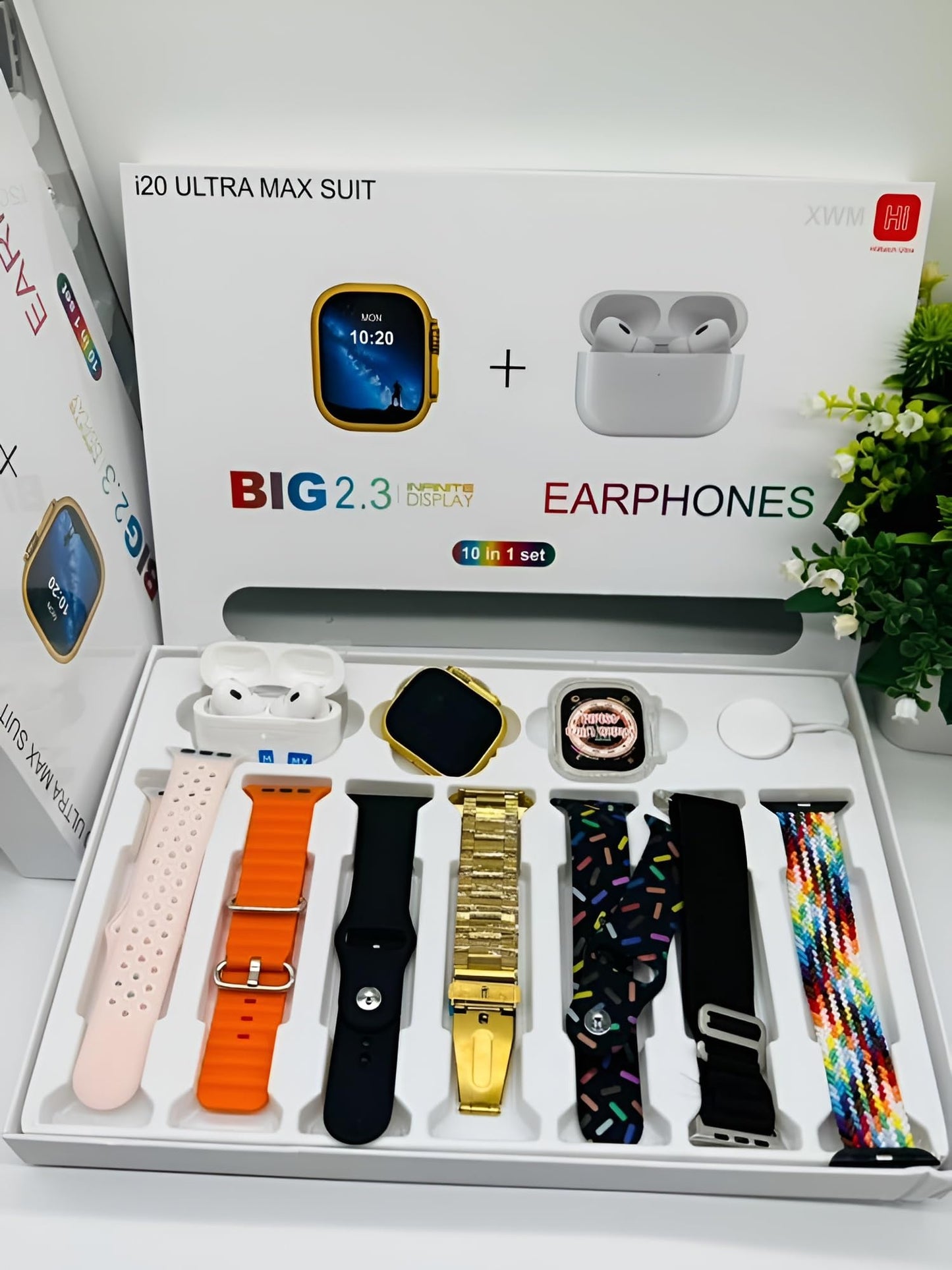 Smartwatch gift set including watch straps and wireless earbuds