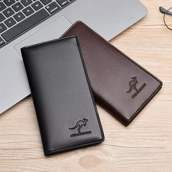 Brown leather bi-fold wallet for men with slim and elegant look